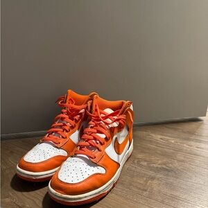 Nike Orange and White Dunk High Sneakers